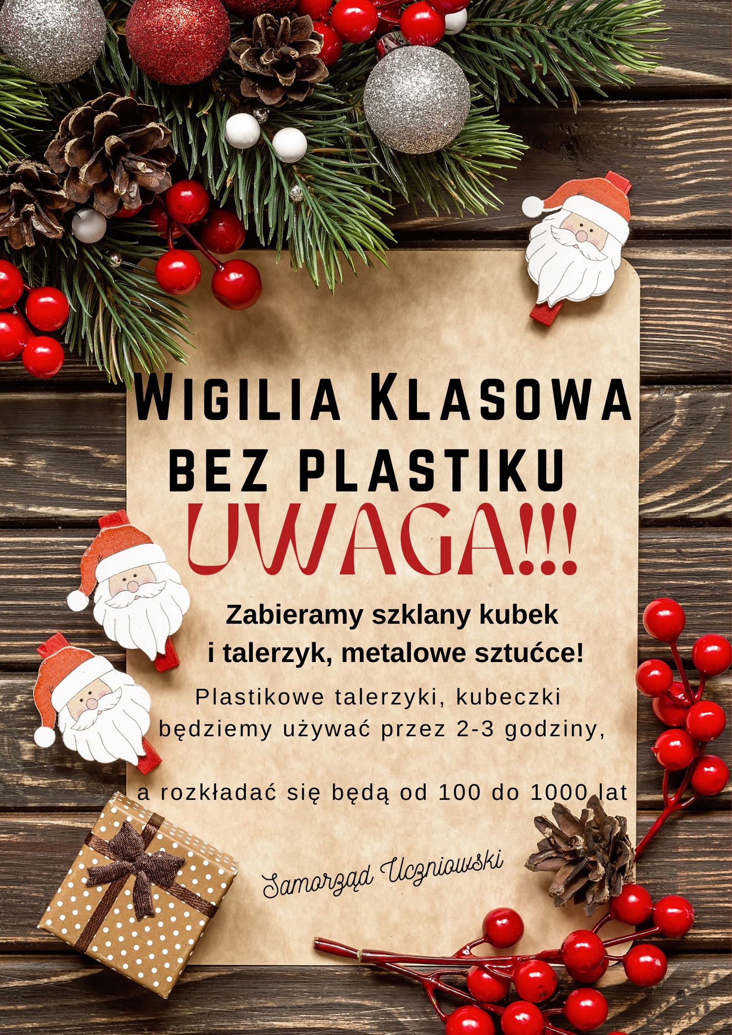 Klasowa Wigilia bez plastiku